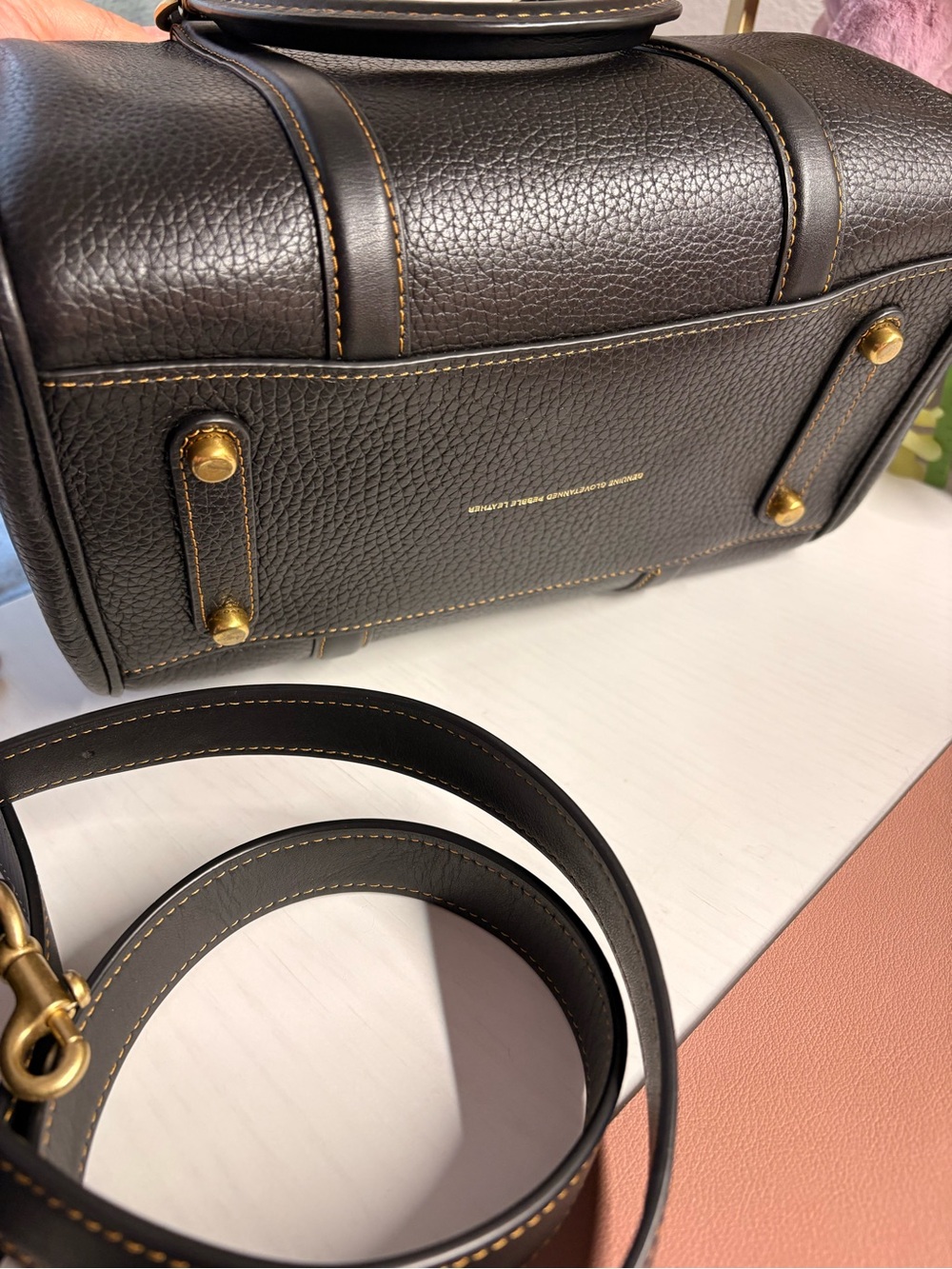 Coach Black Pebbled Leather Satchel with Gold Hardware - Picture 5 of 6